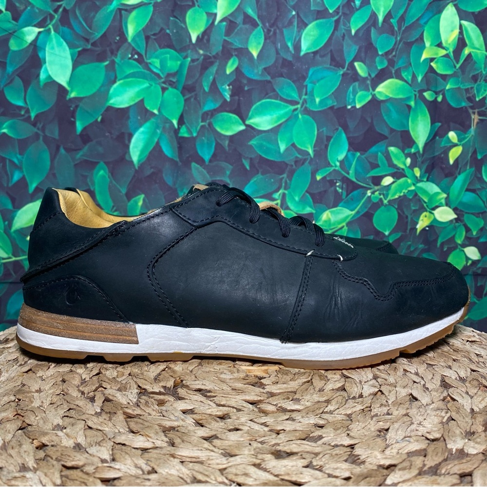 OluKai Black Leather Sneakers with White Sole